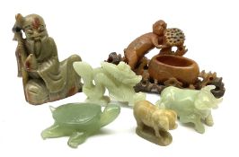 A Chinese carved jade model of a water buffalo
