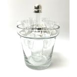 A St. Hilaire clear glass decanter and shot glass set