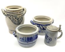 Three Westerwald stoneware twin handled pots