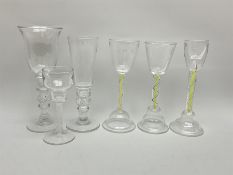 Six late 20th century Paul Manson Shilbottle Glass Studio drinking glasses