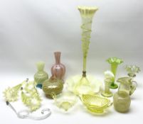A group of Victorian and later Vaseline glass