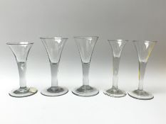 Five 18th century drinking glasses