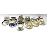 A group of Victorian tea cups and saucers