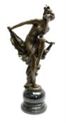 Art Deco style bronze figure of a dancer standing on one leg
