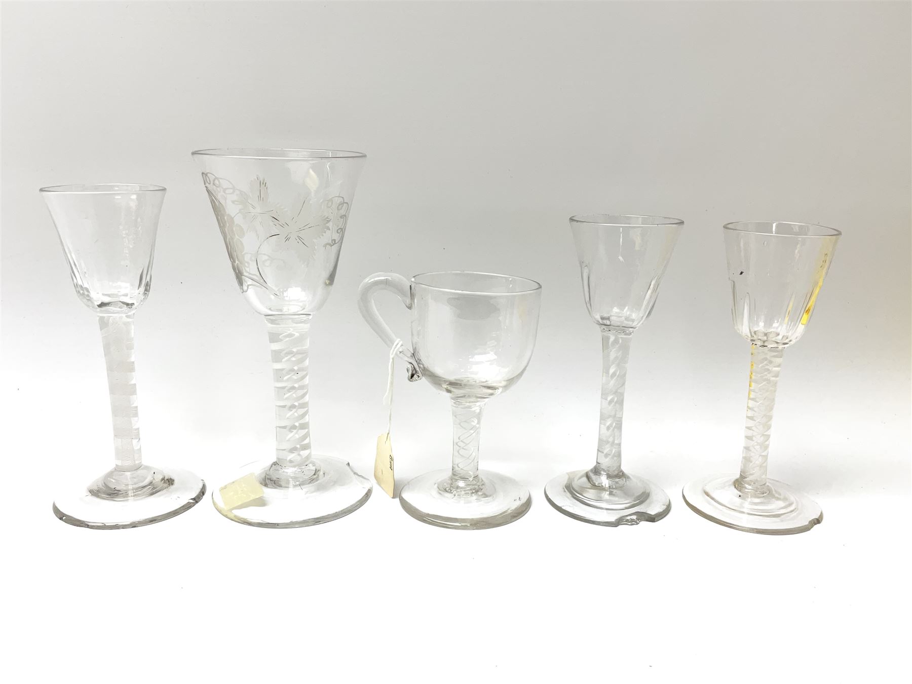 Five 18th century drinking glasses