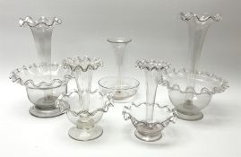Four Victorian clear glass epergnes