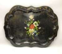 Victorian papier-m�ch� tray of shaped oval form