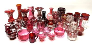 A group of 19th century and later cranberry and ruby glassware
