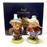 Pair of limited edition Royal Crown Derby Golden Jubilee Mansion House Dwarfs