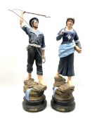 A pair of spelter painted figures