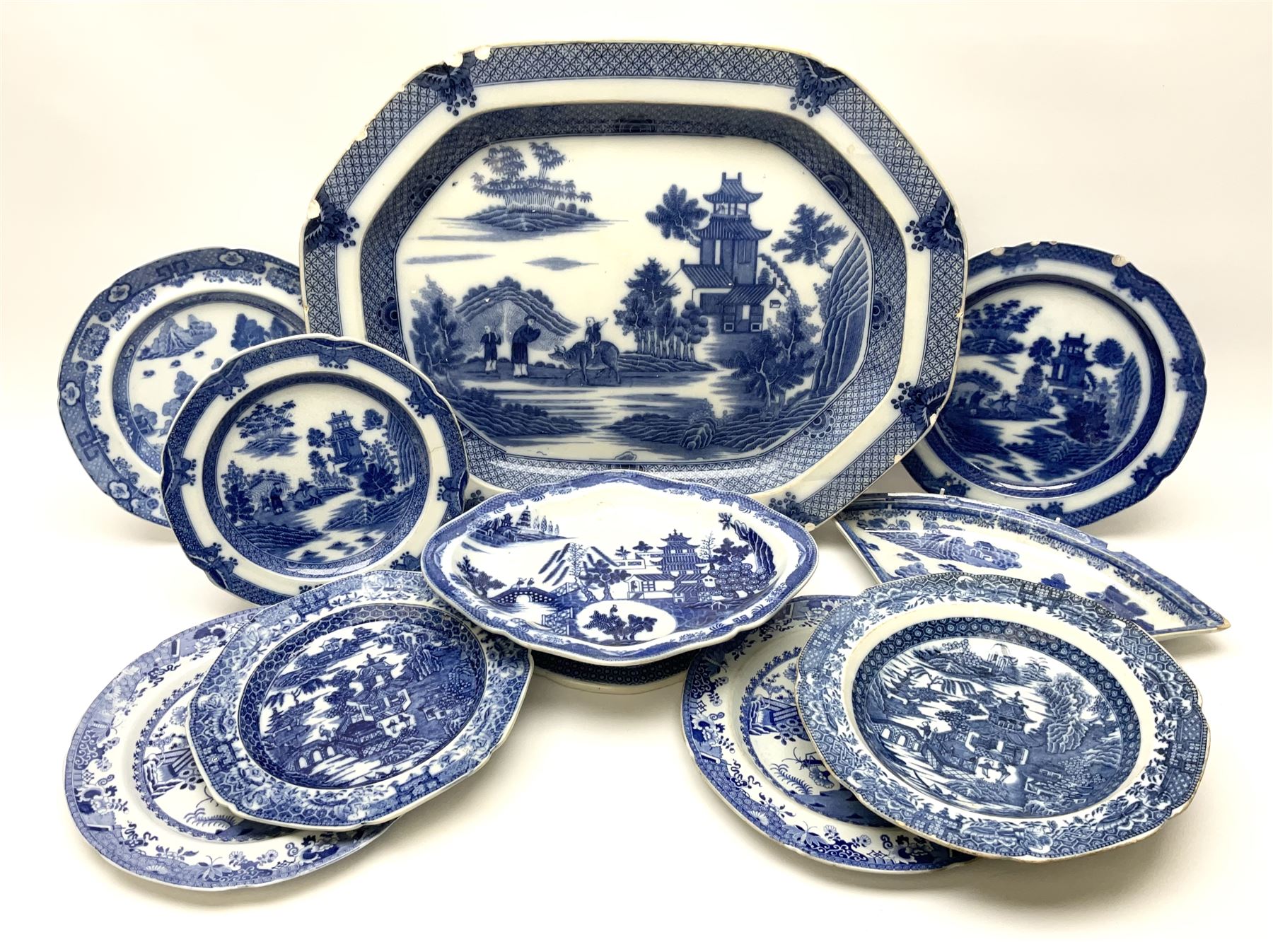 A group of 19th century Spode blue and white transfer printed pottery