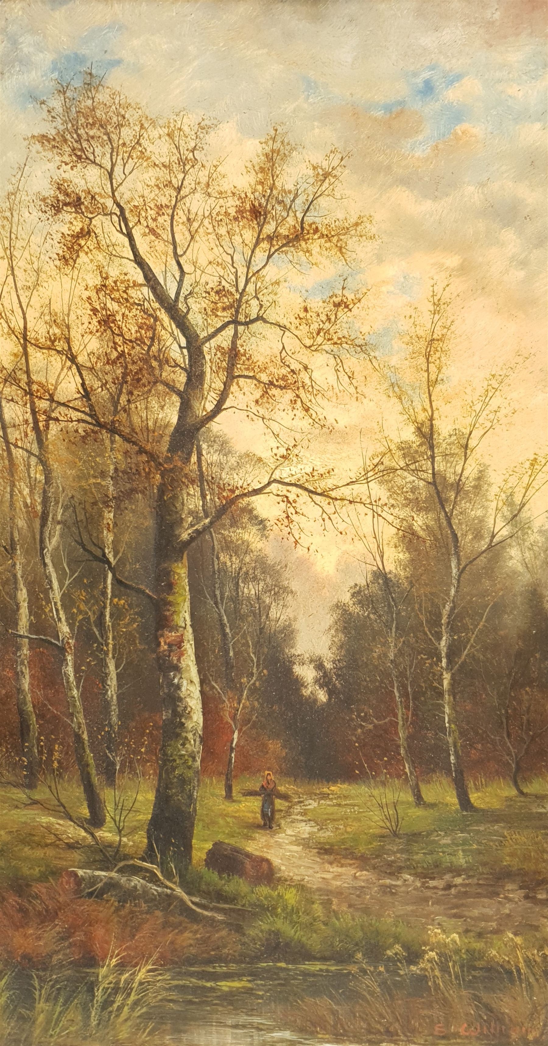 S William (19th/20th century): Carrying Firewood through the Forest