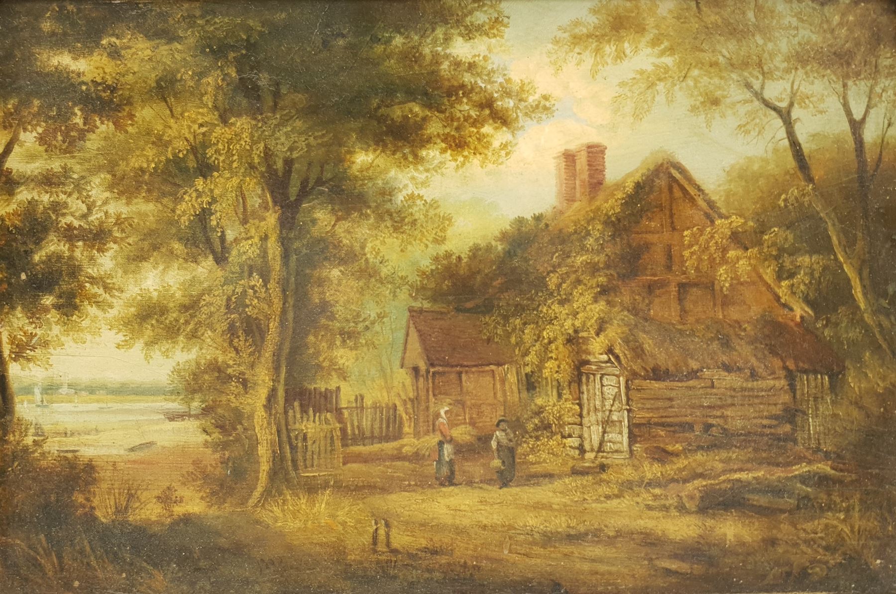 English School (19th century): Cottage by the Lake