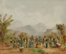 African School (20th century): Market Day