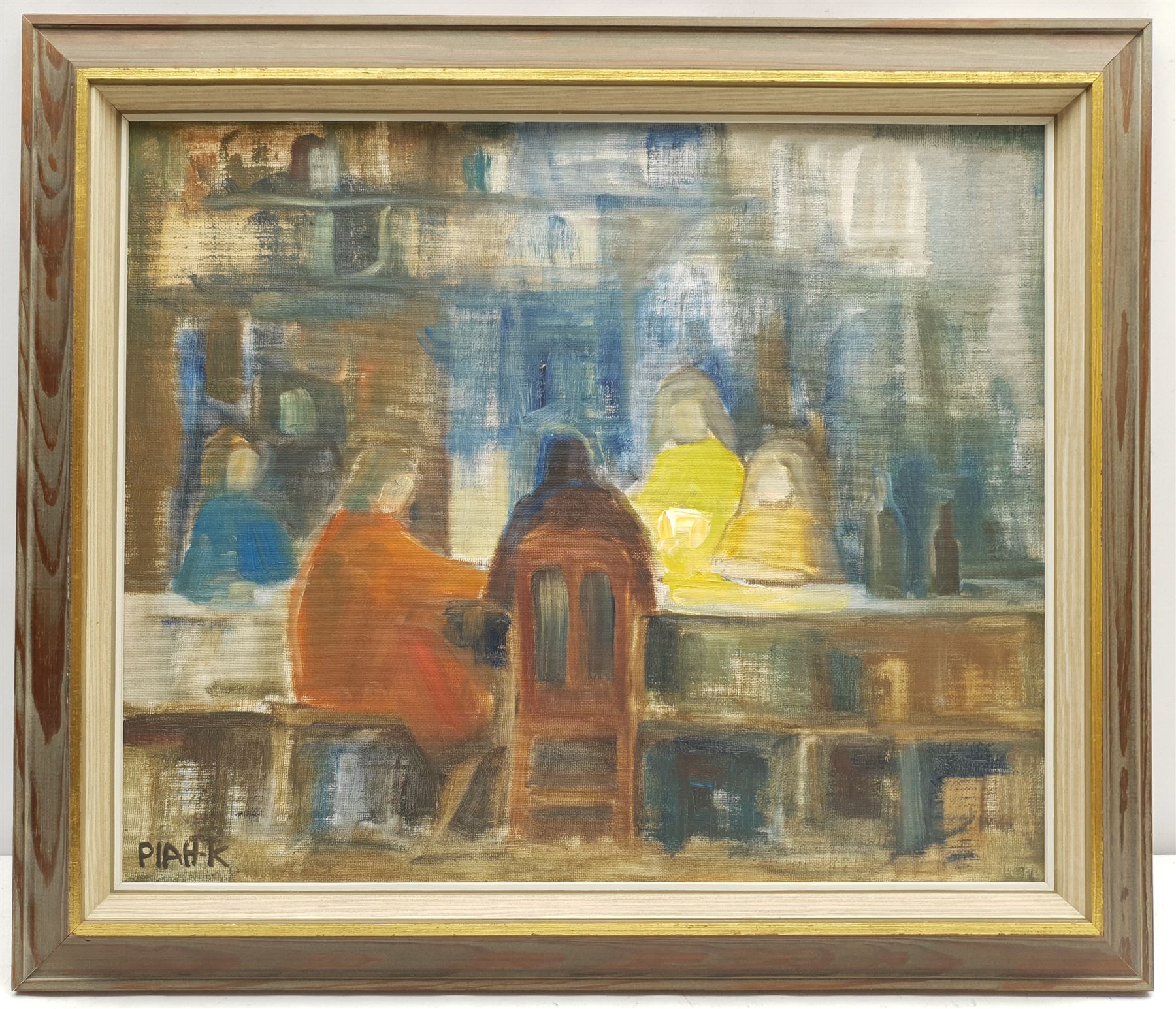 Pia Hesselmark-Campbell (Swedish 1910-2013): Figures at the Bar - Image 2 of 2