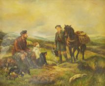 Attrib. William Hamilton Snape (British 1862-1904): Scottish Hunters Taking a Rest