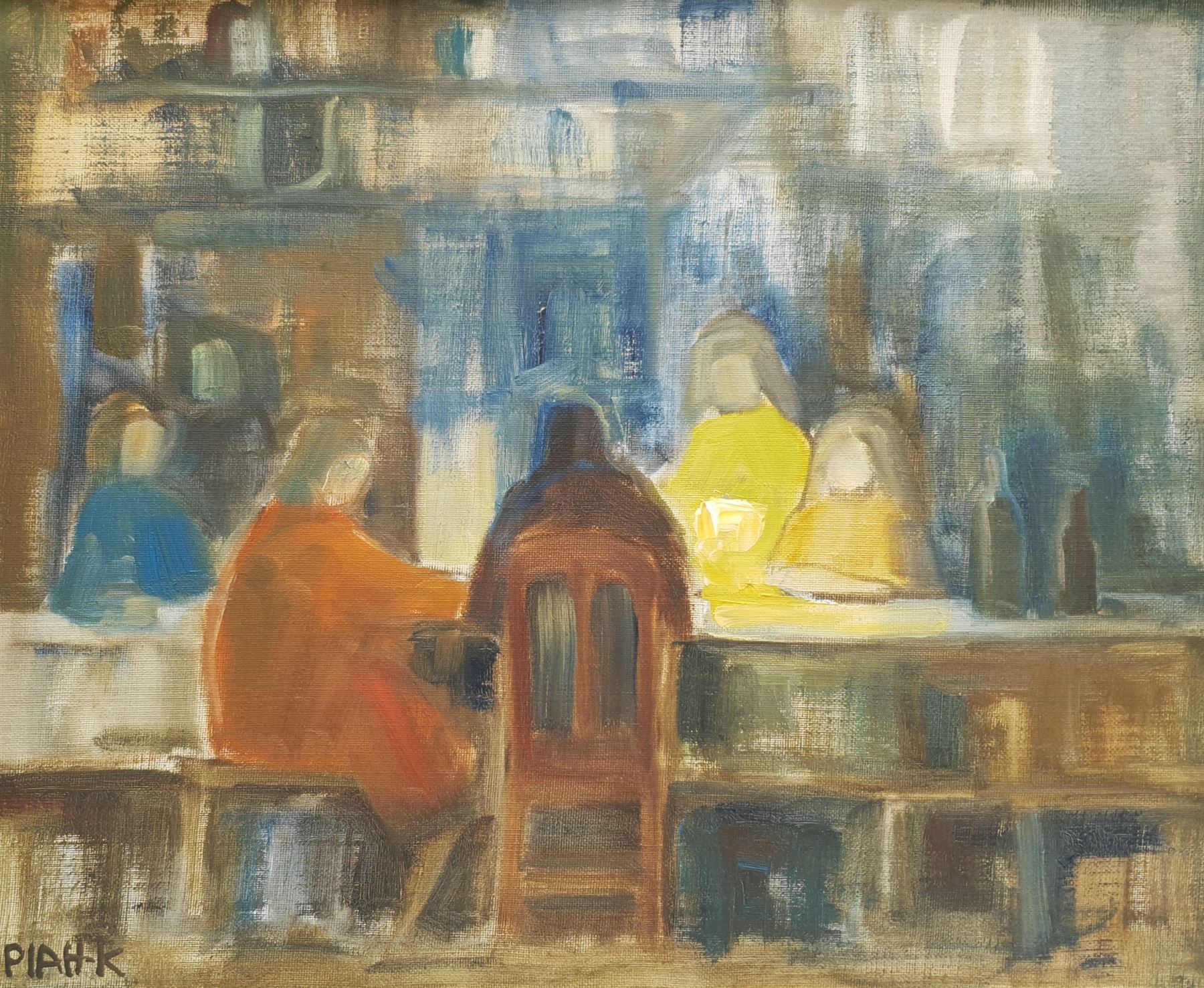 Pia Hesselmark-Campbell (Swedish 1910-2013): Figures at the Bar