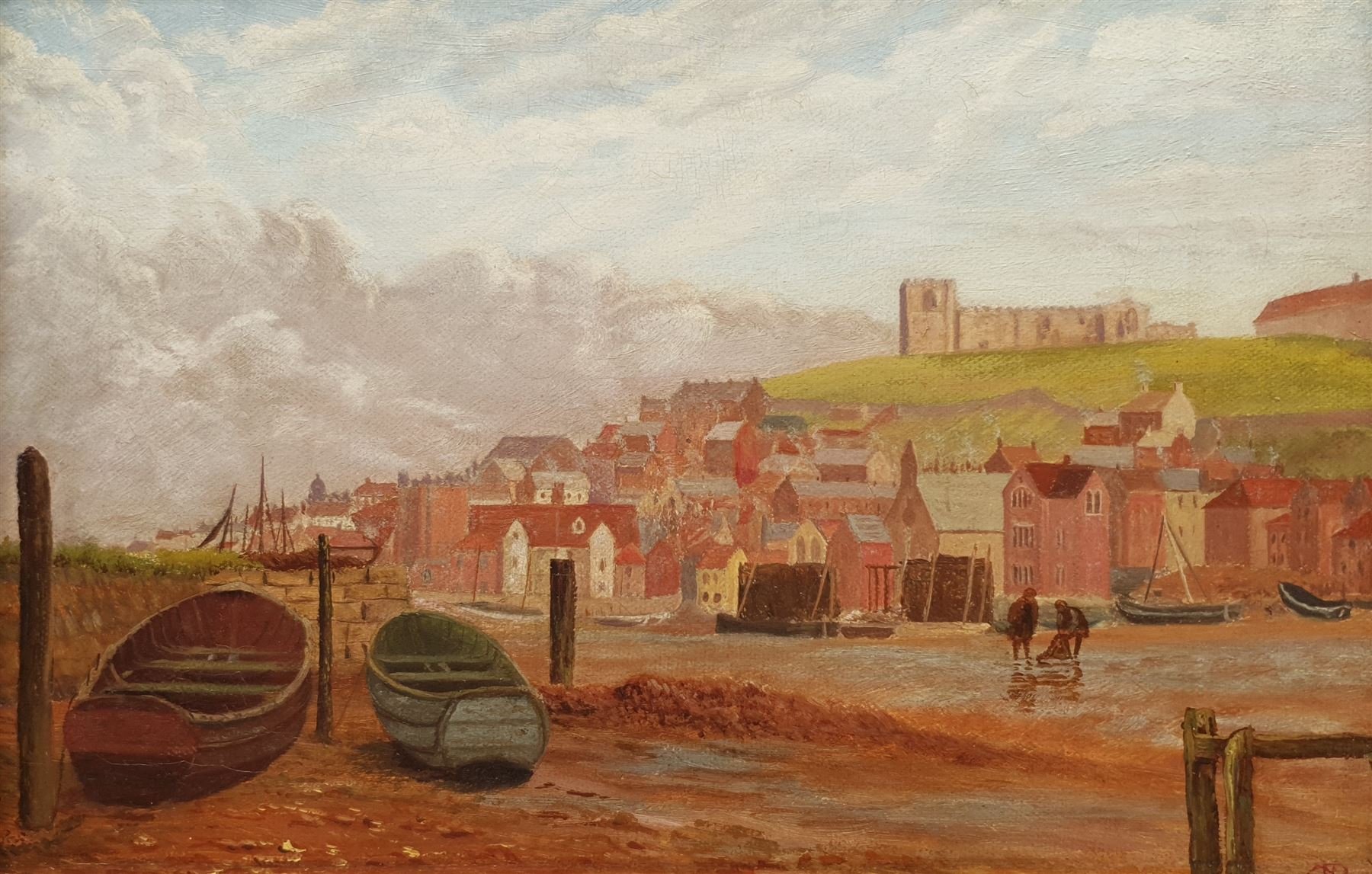English School (19th/20th century): Low Tide Whitby Harbour