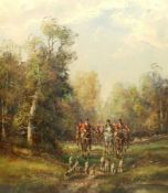 F Kerner (20th Century): The Hunt on a Forest Ride