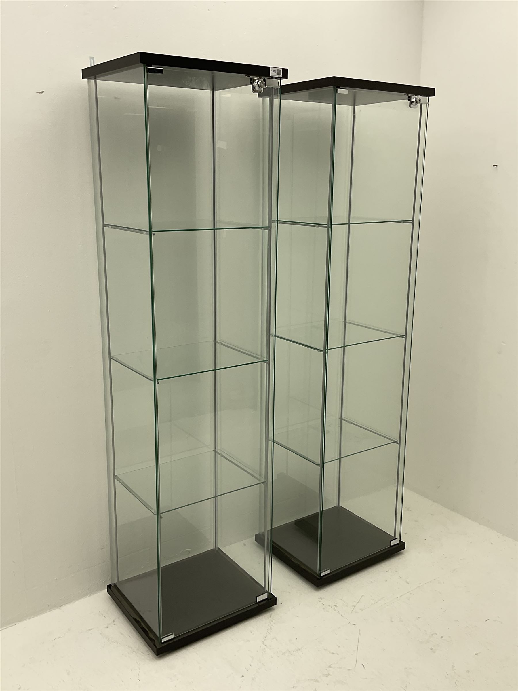 Pair of floor-standing four sided glass display cabinet - Image 2 of 2
