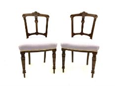 Pair Victorian walnut bedroom side chairs