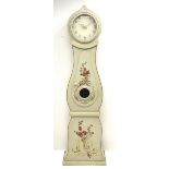 Swedish cream painted longcase clock