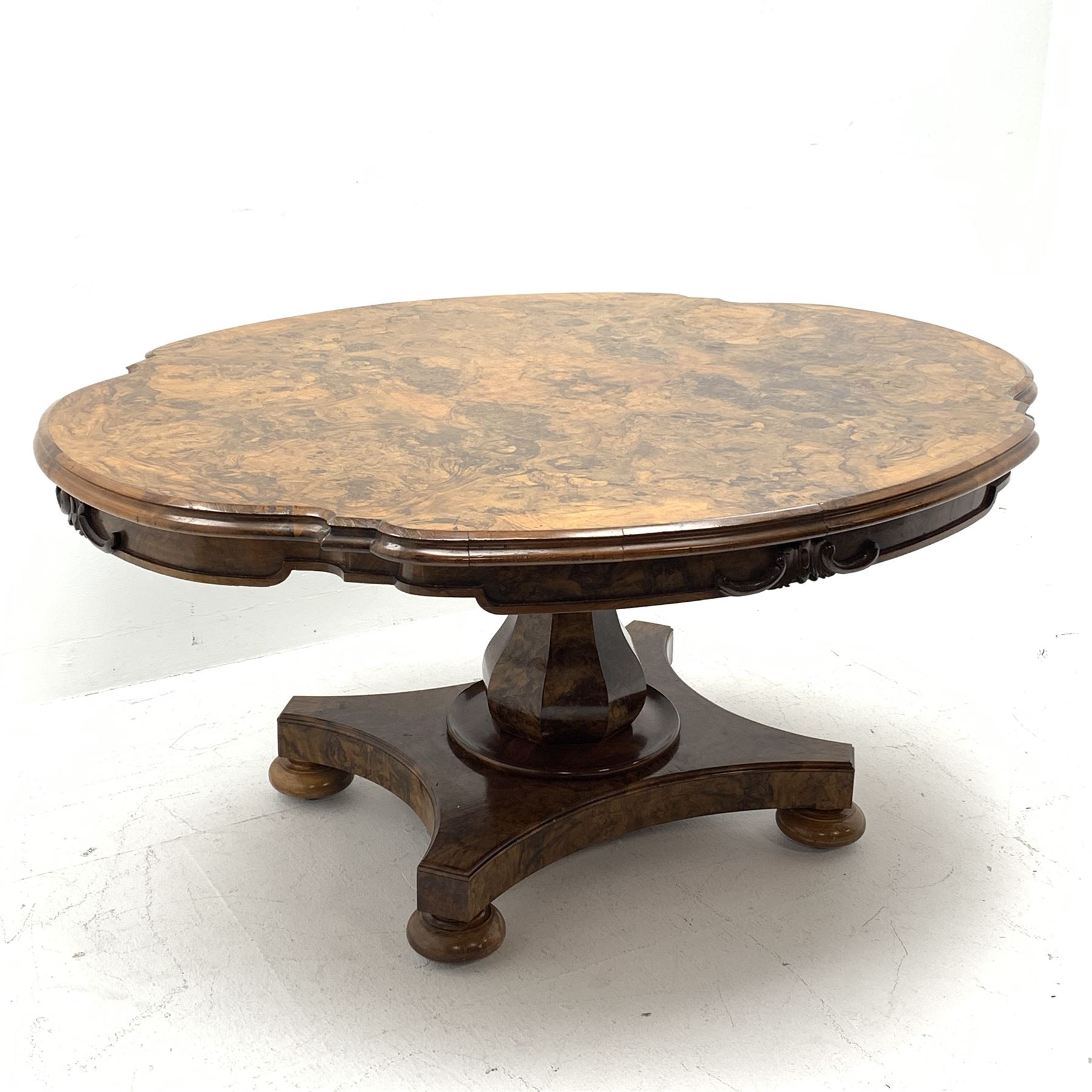 Victorian and later highly figured walnut table - Image 2 of 9