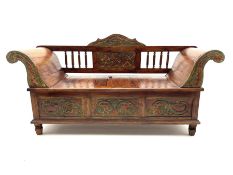 Eastern style carved hardwood bench