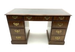 Contemporary mahogany twin pedestal desk