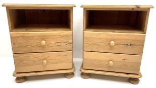 Pair solid pine bedside chests