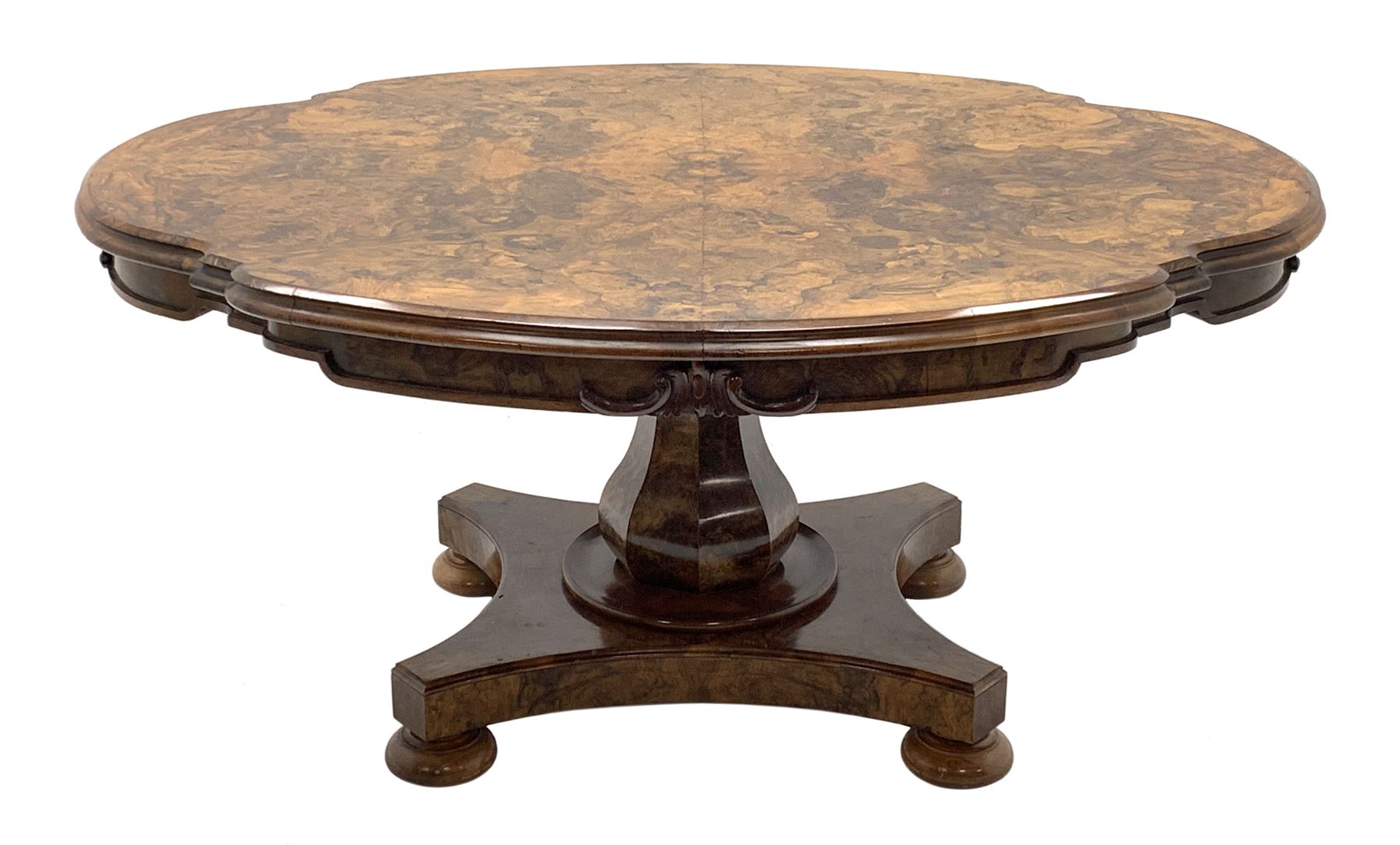 Victorian and later highly figured walnut table