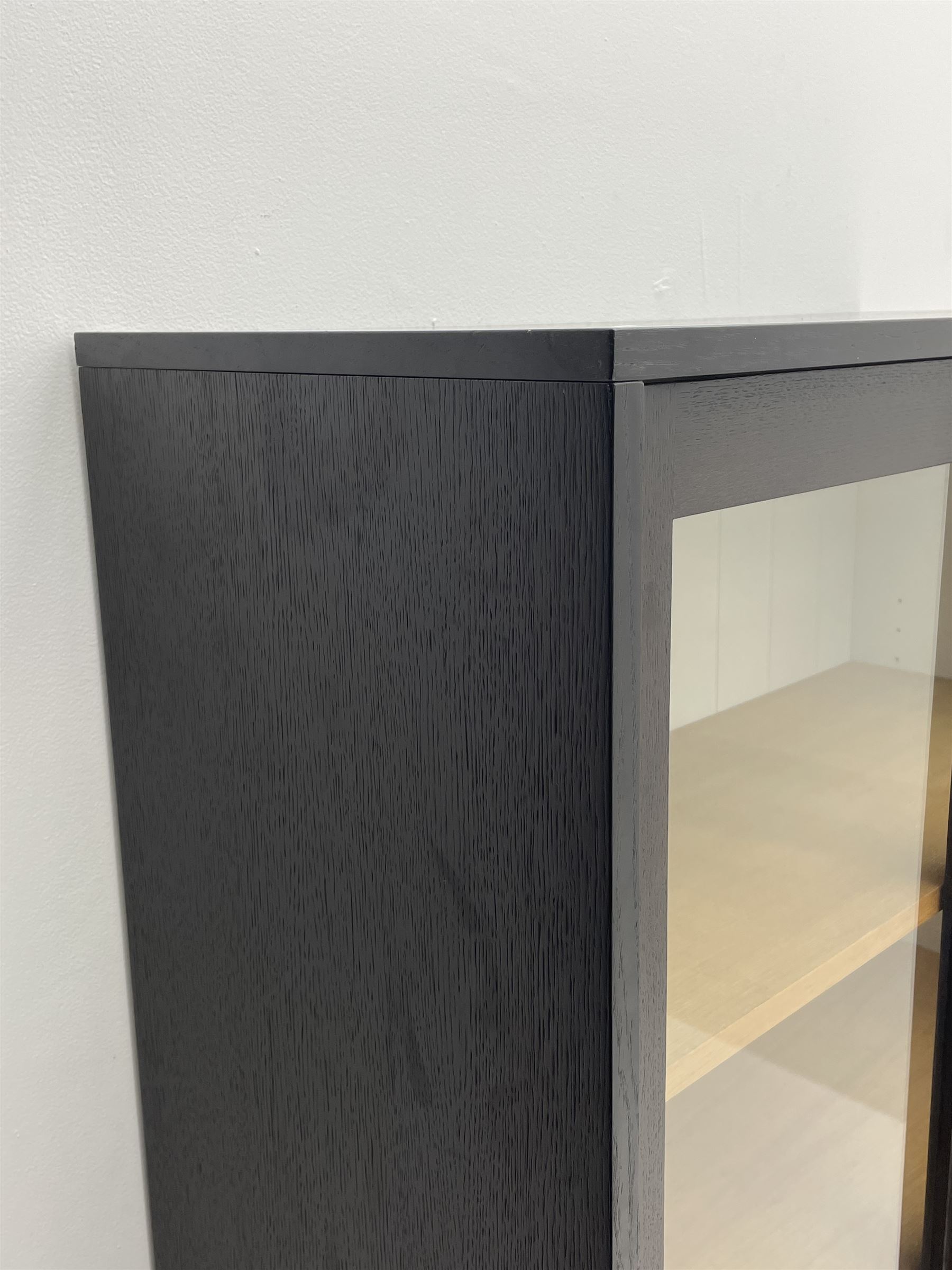 Laura Ashley - black finish cabinet enclosed by two glazed sliding doors - Image 3 of 4