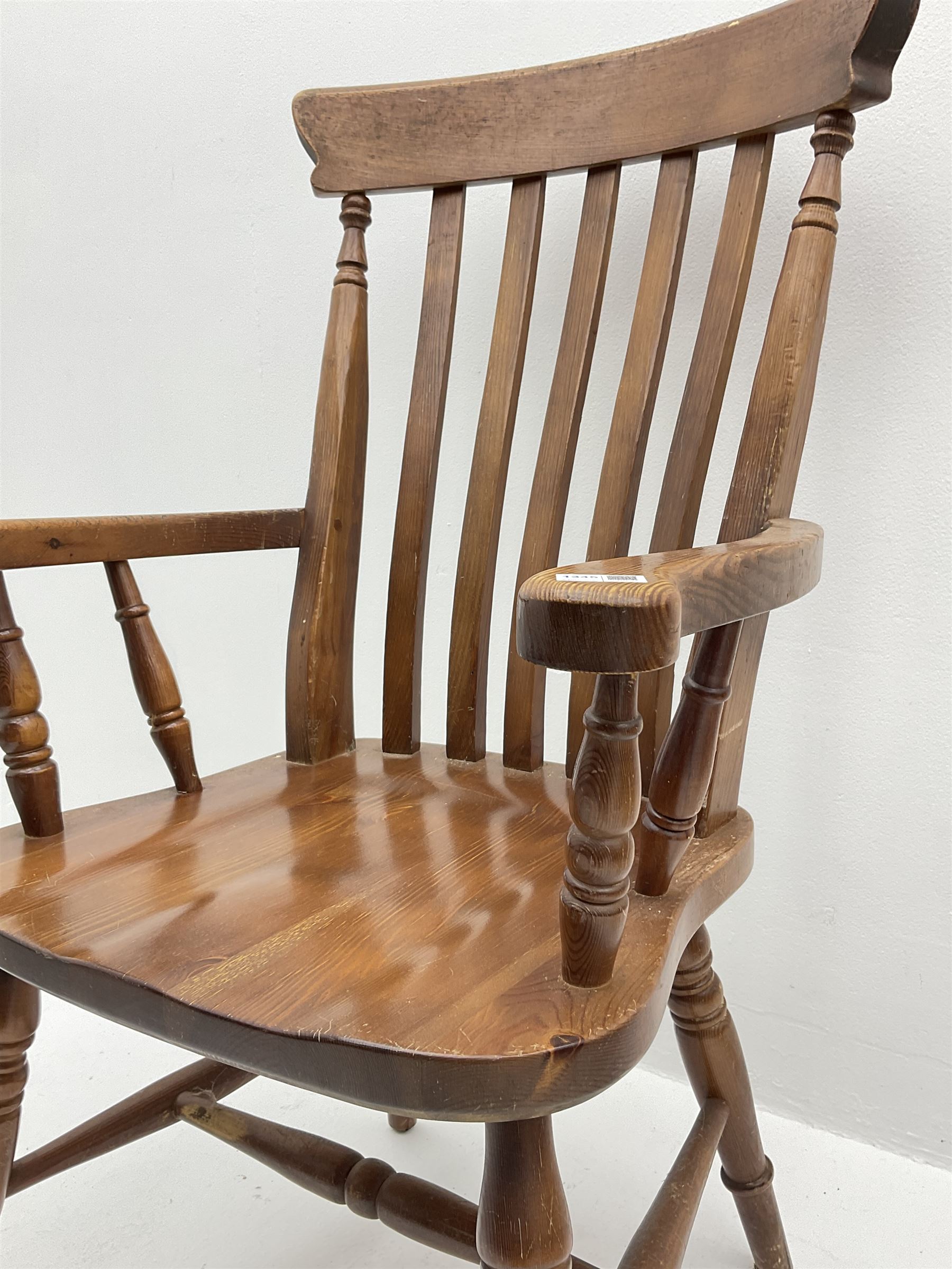 20th century polished pine farmhouse style armchair - Image 2 of 2