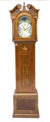 Late 20th century inlaid mahogany longcase clock