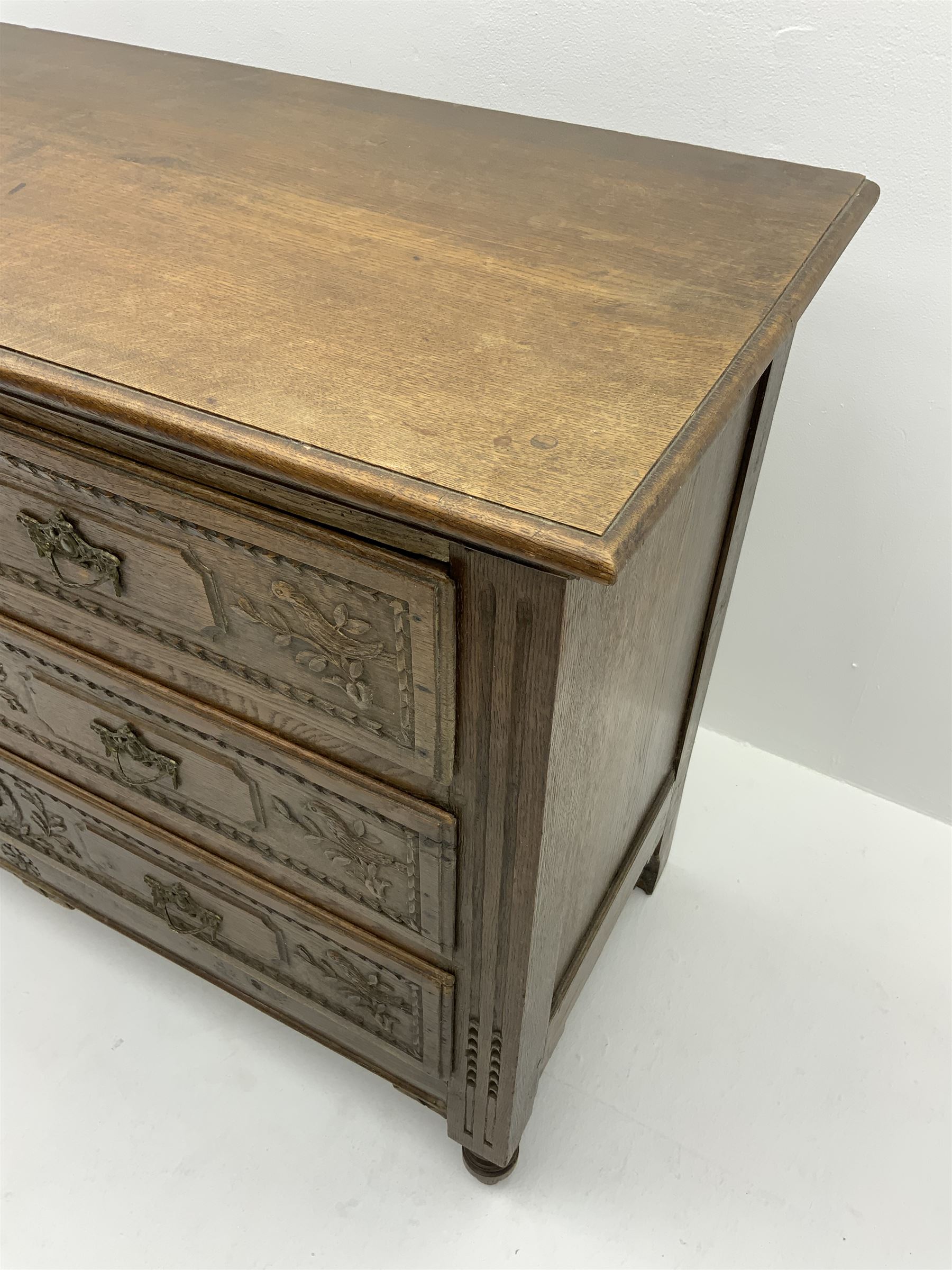 19th Century Continental carved oak three drawer chest - Image 2 of 2