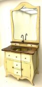 Distressed cream painted vanity unit