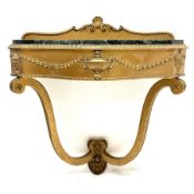 Small late 20th century gilt wood and green marble console table