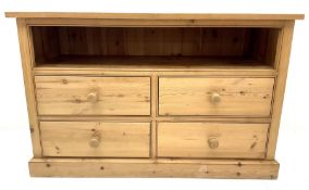 Solid pine dresser single open shelf above four drawers