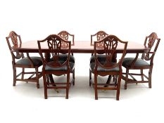 Yew wood twin pedestal extending dining table