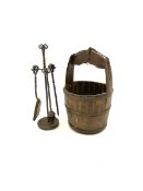 Coopered well bucket and a wrought metal companion stand by Godbold Blacksmiths Ltd. Egton (2)