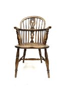 19th century elm low back Windsor armchair