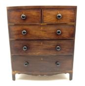 Early 19th century mahogany bow front chest