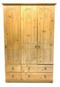 Pine finish triple combination wardrobe