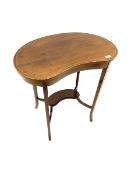 Edwardian inlaid mahogany kidney shaped occasional table