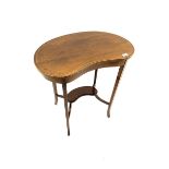 Edwardian inlaid mahogany kidney shaped occasional table