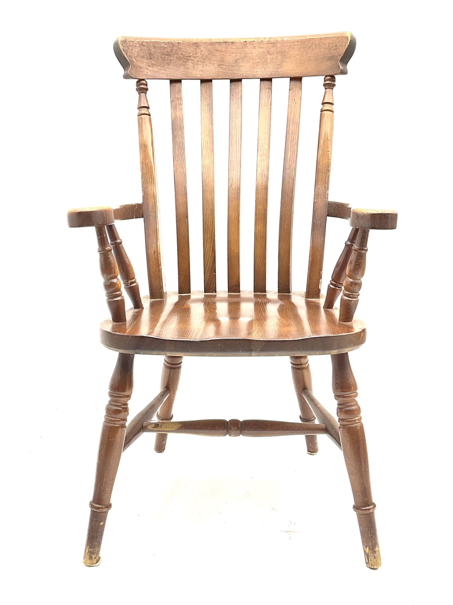 20th century polished pine farmhouse style armchair