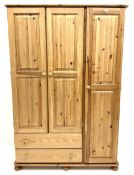 Solid pine triple combination wardrobe