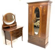 Edwardian inlaid mahogany wardrobe