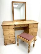 Solid pine twin pedestal dressing table