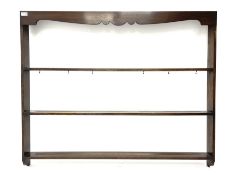 Late 20th century oak three tier plate rack